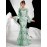 Elegant Mint Green Floral Evening Gown for Women - Long Sleeve, A-Line Mermaid Dress with Sheer Overlay, Perfect for Weddings and Formal Events, Formal Evening Gown