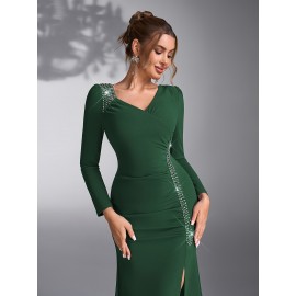 Elegant Sequin Patchwork Dress for Bridesmaids at Weddings And Evening Parties.