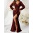 [Elegant Sequin Evening Gown] Elegant Emerald Green Sequin V-Neck Maxi Dress | Long Sleeve Bodycon Evening Gown with High Slit for Parties & Formal Events
