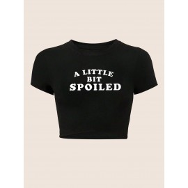 [Graphic Print Crop Top] Women's 