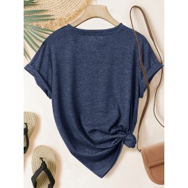 [Graphic Print Tee] Soft Stretch Women's Casual Short Sleeve T-Shirt with 
