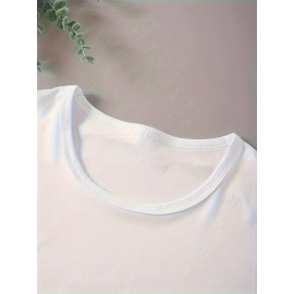 1pc Gradient Three-Stripe TOMMY Printed Women'S Summer Casual Sports T-Shirt Pullover Made of Comfortable And Smooth Polyester And Spandex Short-Sleeve Top.