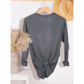 Women'S Christmas Puppy & Tree Graphic Long Sleeve T-Shirt - Soft Breathable Fabric, Stretchy Comfort Fit, Round Neck Casual Holiday Top for All Seasons, Sizes S-XXL, Christmas Shirts, Allseason Apparel, Playful Design, Durable Print