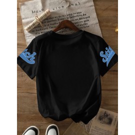 Stitch Graphic Print T-Shirt - Casual & Comfortable Crew Neck with Double Shoulder Straps, Breathable Summer Essential, Red with Blue Stitch Design, Perfect for Parties & Casual Attire, Casual Summer Top | Playful Print Tee | Comfortable Fit