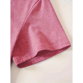 Casual Vintage Loose Round-Neck Short-Sleeve T-Shirt with a Simple English Letter Print Design.