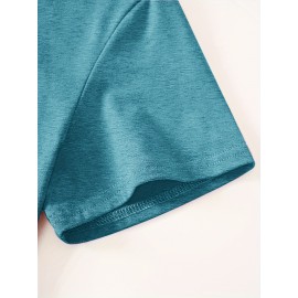 Casual Vintage Loose Round-Neck Short-Sleeve T-Shirt with a Simple English Letter Print Design.