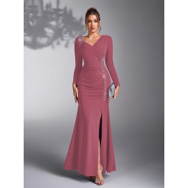 Elegant Sequin Patchwork Dress for Bridesmaids at Weddings And Evening Parties.