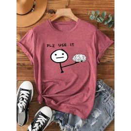 [Graphic Print Tee] Soft Stretch Women's Casual Short Sleeve T-Shirt with 