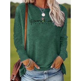 [Vintage Floral Tee] Soft Vintage-Inspired Women's Floral Print Long Sleeve T-Shirt | Machine Washable, Multi-Color Options S-XXL, Nontransparent Material, Casual Top for Spring Summer Fall